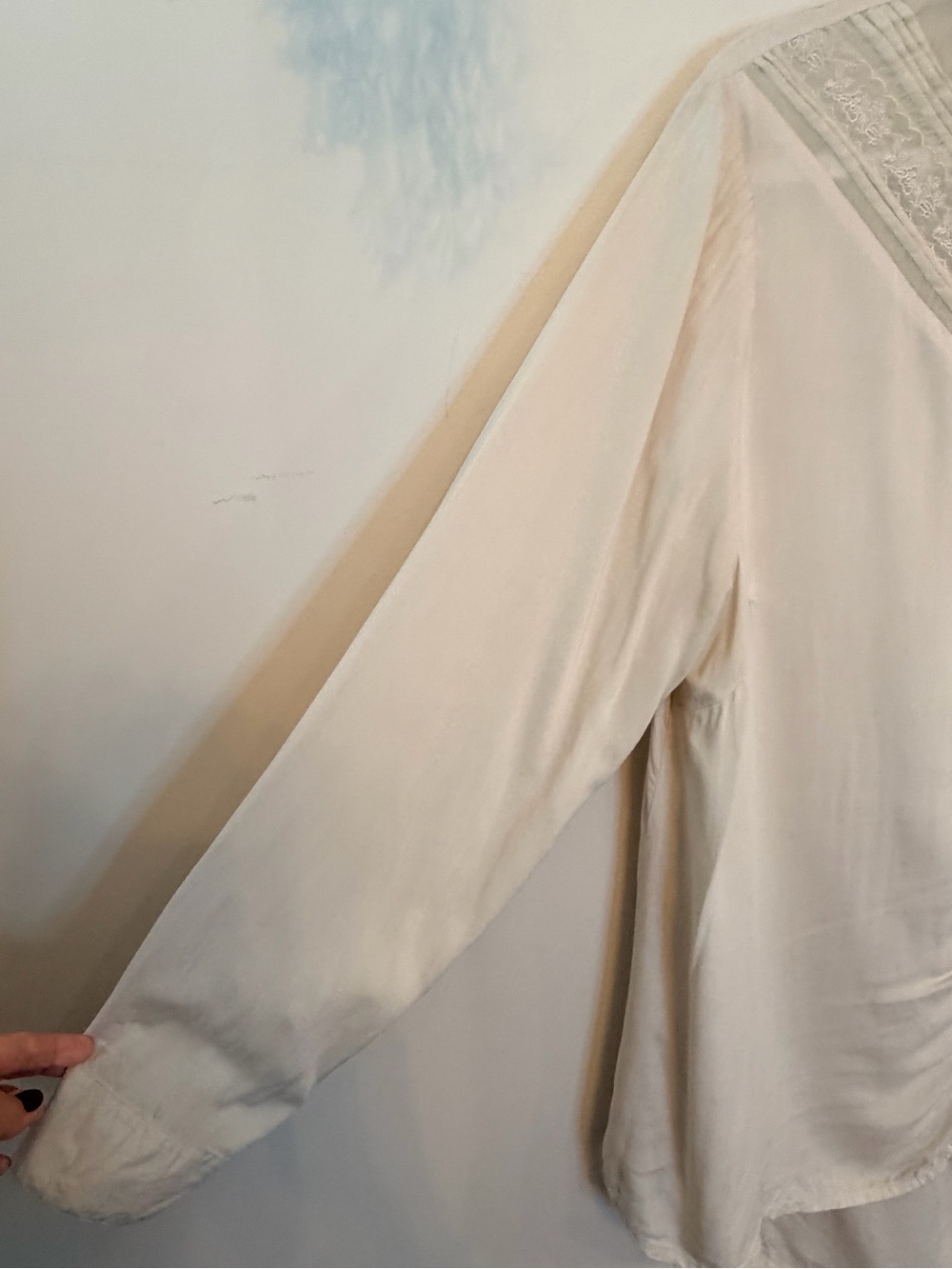 Cream Embroidered Viscose Blouse | Lace Pintuck Chiffon Detail | Equestrian - Picture 5 of 10